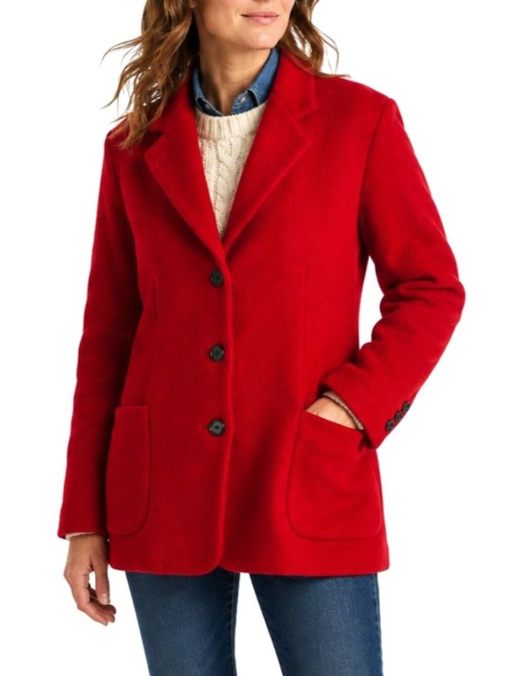 Vintage L.L. Bean Red Wool Coat Thinsulate Quilt Lined Freeport Maine Jacket